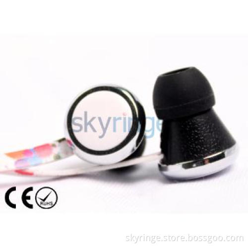 Colorful flat cable earphone with mic and high quality